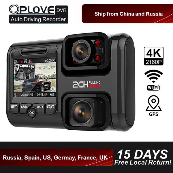 

qplove 4k car dvr hd 2160p gps dash cam dual movable camera and sony sensor with wireless wifi super night vision auto recorder