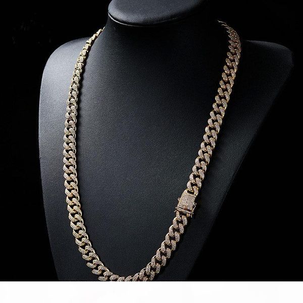 

18k real gold plated men large cuban chain full bling cubic zirconia necklace hiphop triple lock necklaces copper jewelry 28inch, Silver