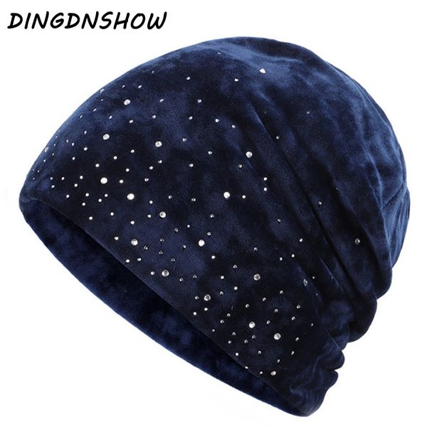 

dingdnshow] 2020 fashion beanies hat lady winter cap skullies cotton bonnet hat women knitted, Blue;gray