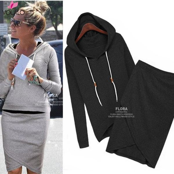 

the new fleece suit women hooded cultivate hoodies skirts set female thicken loose cotton skirts split set suit, White