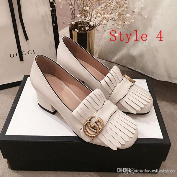 

luxury womens fashion tassel real leather single shoes 2.5cm women shoes high heels with box size34-41, Black