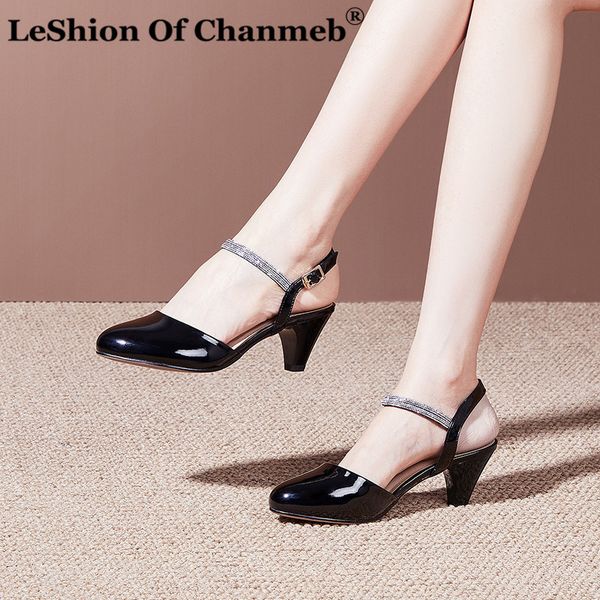 

high spike heels sandals for women ladies crystal rhinestone strap round closed toe sandals summer spring shoes size 33-48, Black