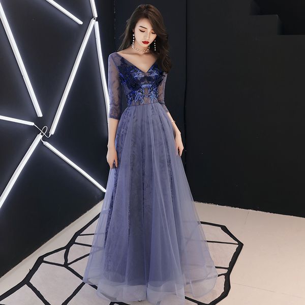 

v-neck bride party dress oriental womens cheongsam noble elegant long qipao luxury wedding gown clothes vestido xs-xxxl, Black;gray