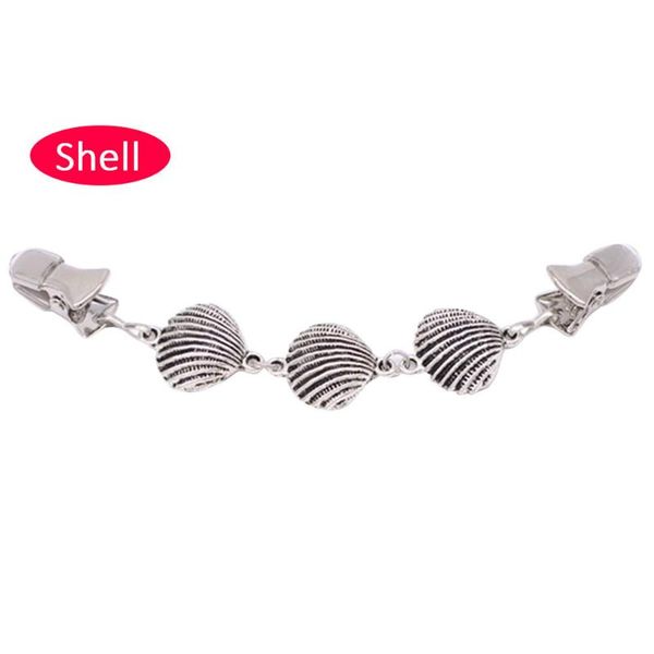 

pins, brooches shell retro metal buckle sweater cardigan dress collar brooch clip flower pattern duckbill flexible, Gray