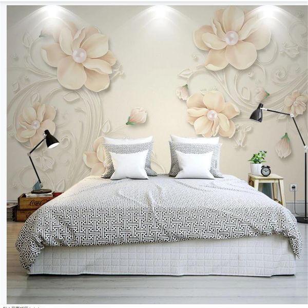 

new chinese style three-dimensional relief flower wallpapers modern wallpaper for living room