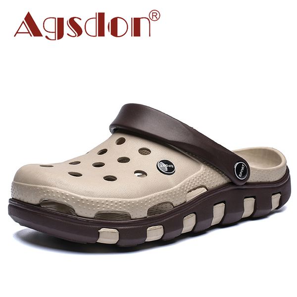 

summer beach sandals men casual shoes crocks hole sandalias women light comfortable gardon shoes couple crocse slippers size 45, Black