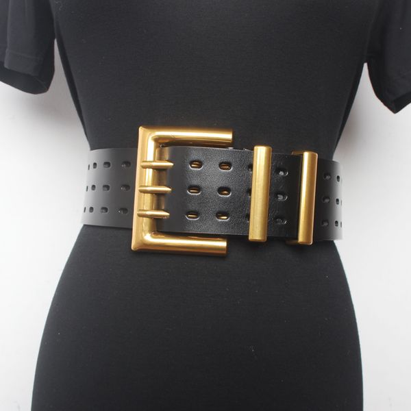 

fashionable girls belt leather hollow black trim girdle wide waist belt women with coat dress harajuku women buckles, Black;brown