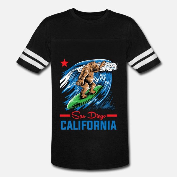 

original san diego surf bear beach gift t shirt men designs 100% cotton o-neck letters graphic humor spring autumn family shirt