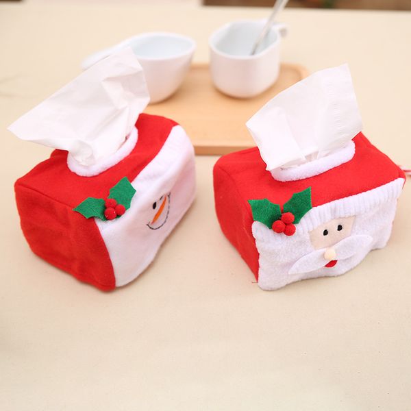

2pcs santa claus snowman tissue box cover christmas style tissue box durable napkin holder gadget christmas decoration for home