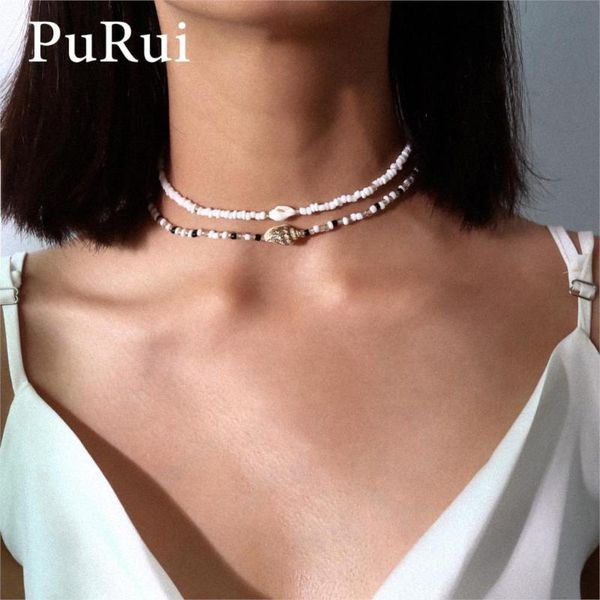 

chokers natural conch shell choker necklace seashell pendant white beads for women bohemian summer beach jewelry, Golden;silver