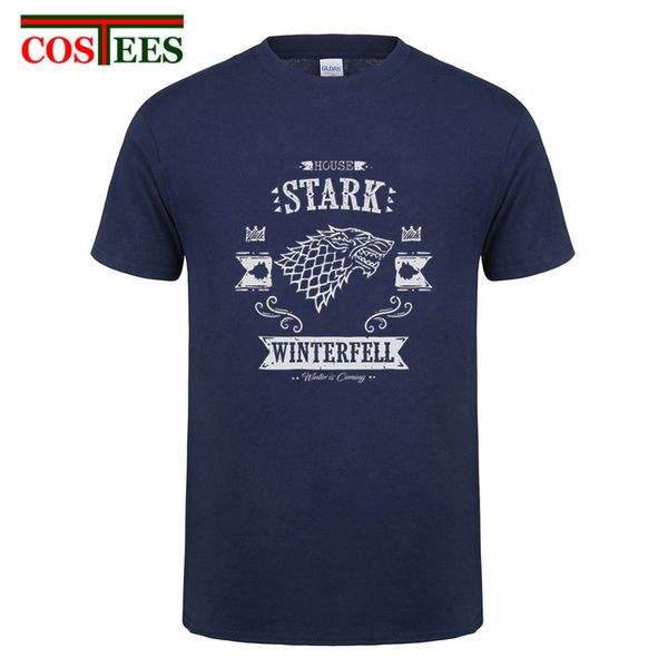 

hip-hop game tees thrones t shirt men man winter is coming t-shirt winterfell dragon wolf printed custom house stark tshirt