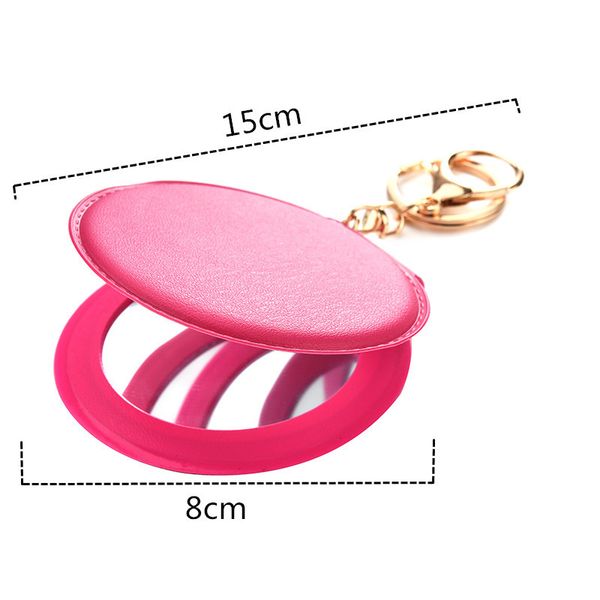 

unique small round makeup mirror pendants key chain double-sided folding mirror keychain women multi color key ring bag charms, Silver