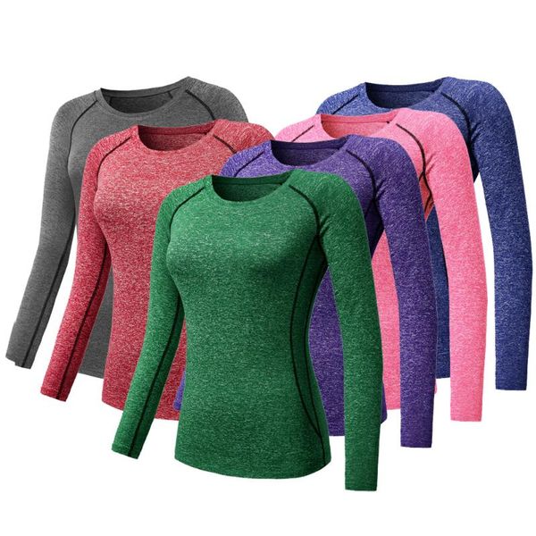 

outdoor t-shirts long sleeve yoga shirts female rashguard women's sports t-shirt gym clothing ladies running jacket training jerseys un, Gray;blue