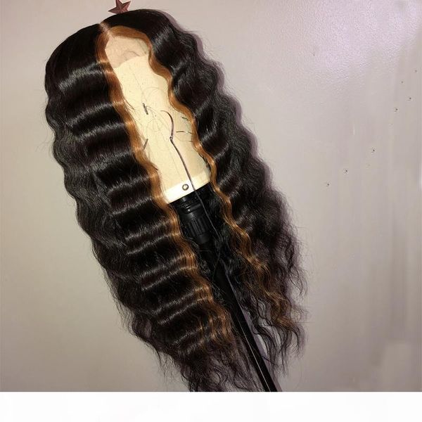 

lace front brazilian loose wave human hair wigs preplucked honey blonde remy ombre color glueless full lace wig with highlight human hair, Black