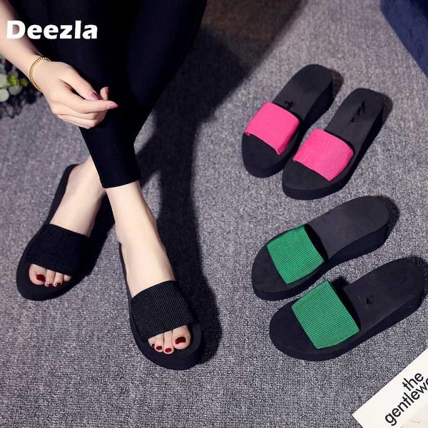 

deezla fashion slipper woman shoes new thick bottom flip flops outdoor women summer casual shoes non slip black wedge sandals