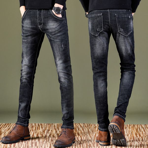 

men's jeans 2021 black skinny men spring autumn stretch denim elastic casual slim jean pants male quality homme trousers, Blue