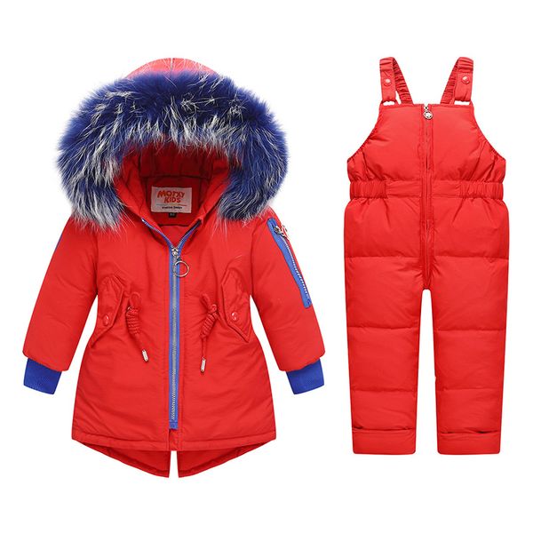 

russia winter baby clothing sets duck down jacket for kids girl coat parkas for infant boy snow suit wear children overalls, White