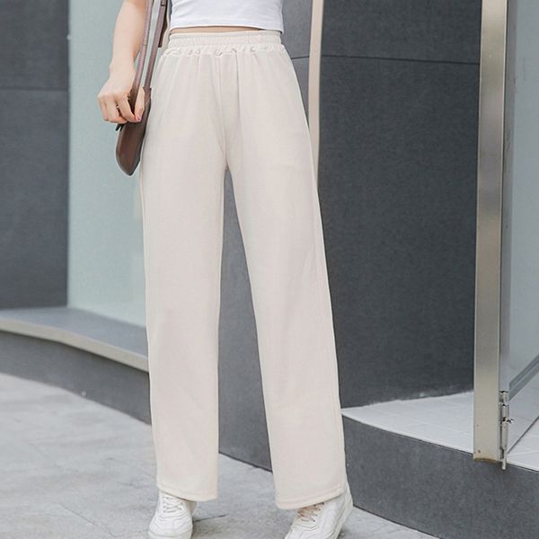 

women's pants & capris clothing summer casual loose high waist straight wide-leg elastic trousers, Black;white