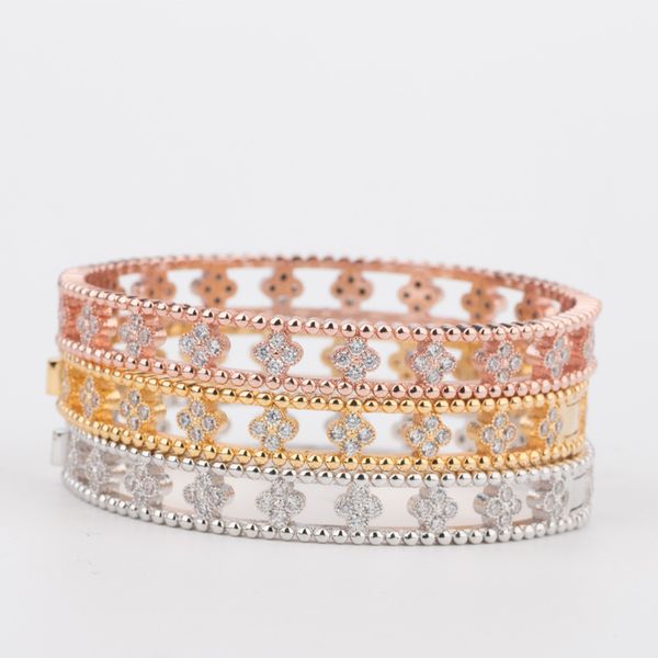 

women clover diamond bangle female vintage party wedding gift accessories handmade, Black