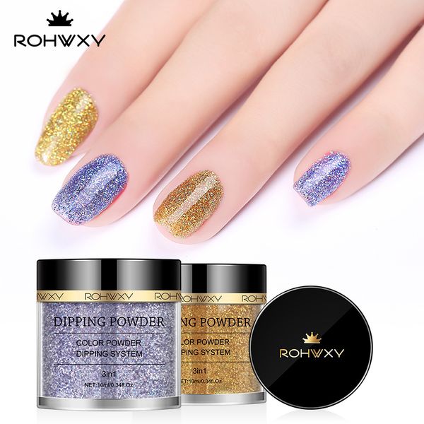 

nail glitter colorful 10g dipping powder gradient for uv gel polish sugar manicure art fa48-1-12, Silver;gold