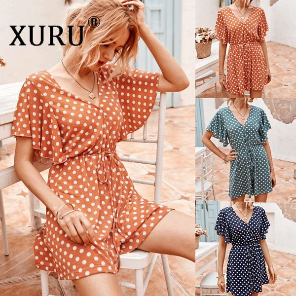 

xuru original design women's jumpsuit 2020 wave point waist waist jumpsuit loose casual, Black;white