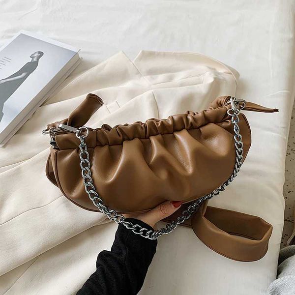 

luxury women crossbody bag 2020 new pu leather chain cloud ladies purse and handbag fashion chain women shoulder bag clutch sac
