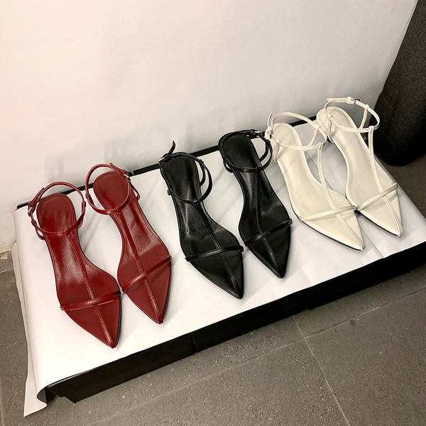 

new gladiator lady sandals kitten heels sandal shoes fashion brand buckle strap thin heel women pumps pointed toe shoes, Black