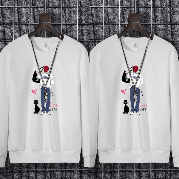 

2020 new spring and autumn sweater men's round neck long sleeve men's casual fashion pullover pulloversweater pullover printed lig, Black