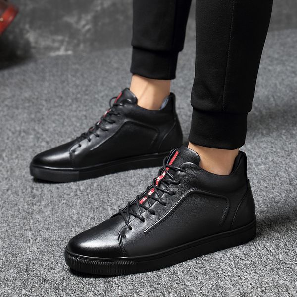 

2020 winter plush warm men boots classic snow waterproof ankle male motorcycle leather shoes hx-165, Black