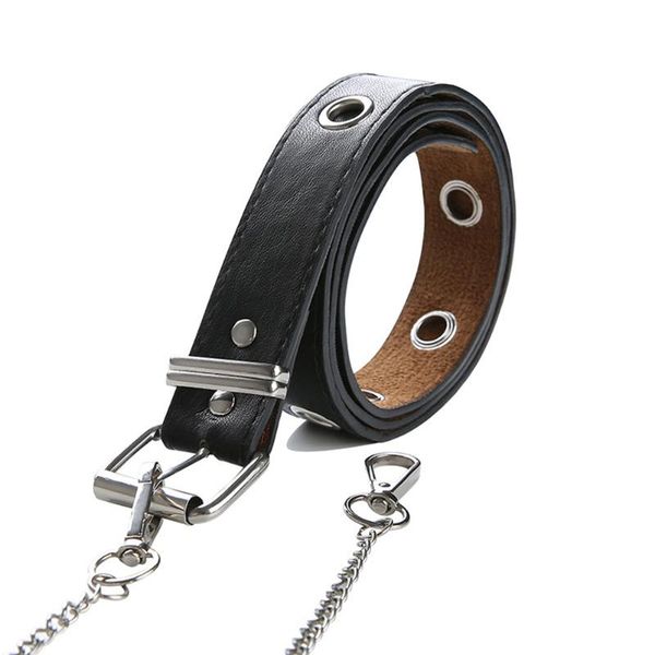 

man women fashion belt pu leather pin buckle belt new punk wind jeans individual decorative chain women for jeans pants, Black;brown