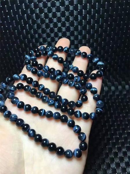 

6mm genuine blue natural hawk eye tiger eye gems 108 round beads bracelet dop shipping, Black