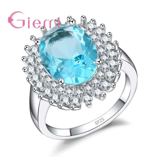 

fashion luxury romantic women jewelry rings 925 sterling silver clear shining crystal accessories for ladies ing, Golden;silver