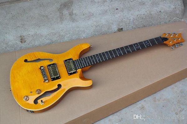 2022 Hot Sell Music Instrument Mezza chitarra JAZZ privata arancione vuota