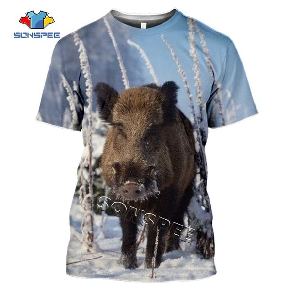 

summer hunting wild boar animals 3d print shirts funny plus size harajuku men clothing