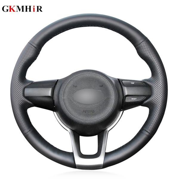 Couro preto Artificial DIY mão-costurado Car Steering Wheel Cover para Kia Rio 2017-2019 Rio5 2019 K2 2017-2019