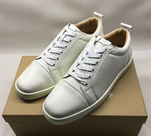 

designer shoes for man women red bottoms junior spikes flat sneakers genuine leather fashion paris dress shoes with box, Black