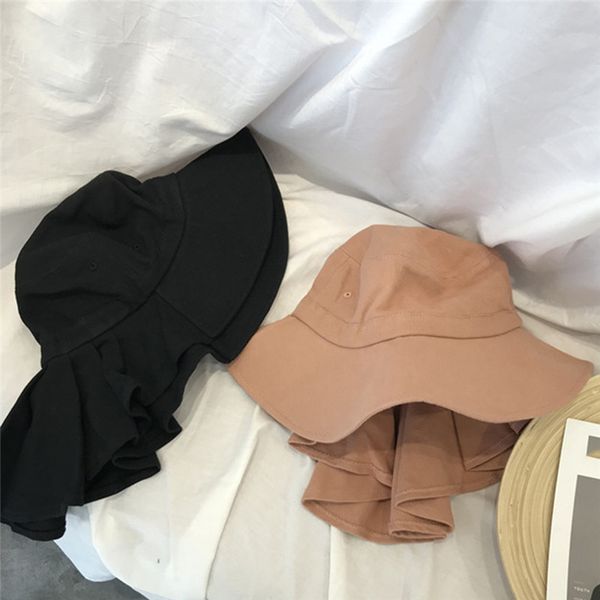 

summer sun hats women casual fishman hat with neck flap outdoor long wide brim outdoor breathable bucket hat, Blue;gray