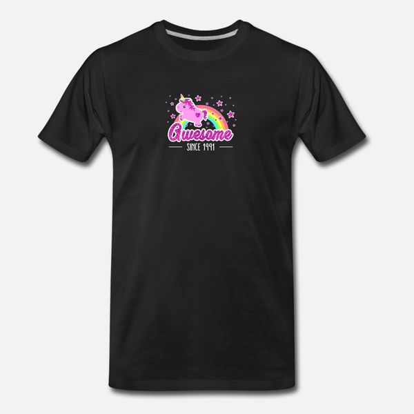 

awesome since 1991 birthday year of birth unicorn t shirt men custom cotton crew neck vintage graphic breathable summer cool shirt