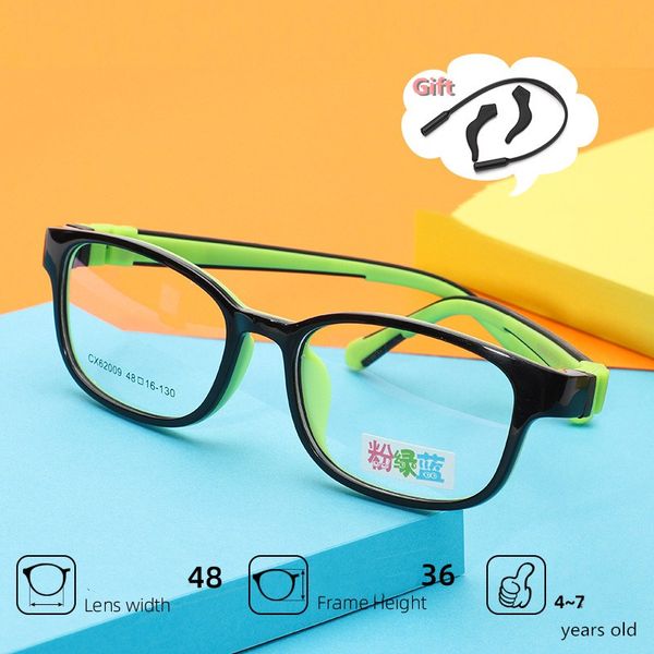 

school-age kids square optical glasses frame soft flexible silicone glasses transparent children frame eyeglasses spectacles, Black