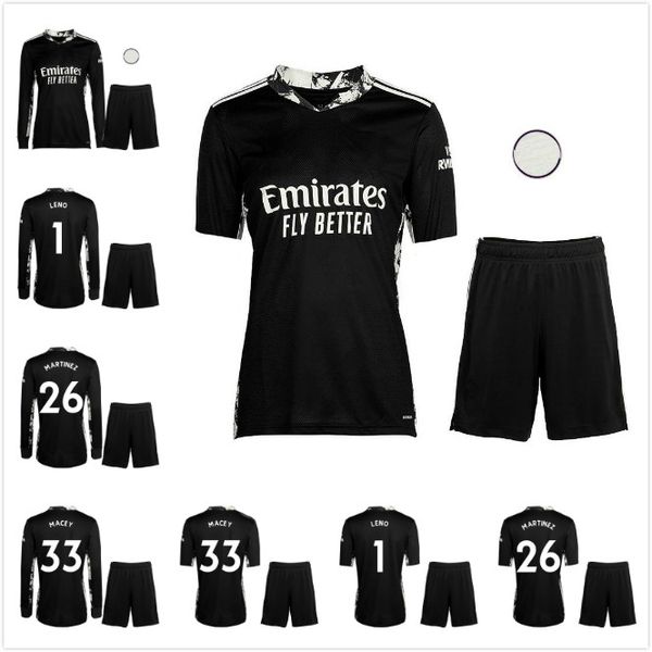 

20 21 gunners goalkeeper black soccer jersey 2020 arsen pepe nicolas ceballos 1# leno 26# martinez 33# macey tierney gk football shirt, Black;yellow