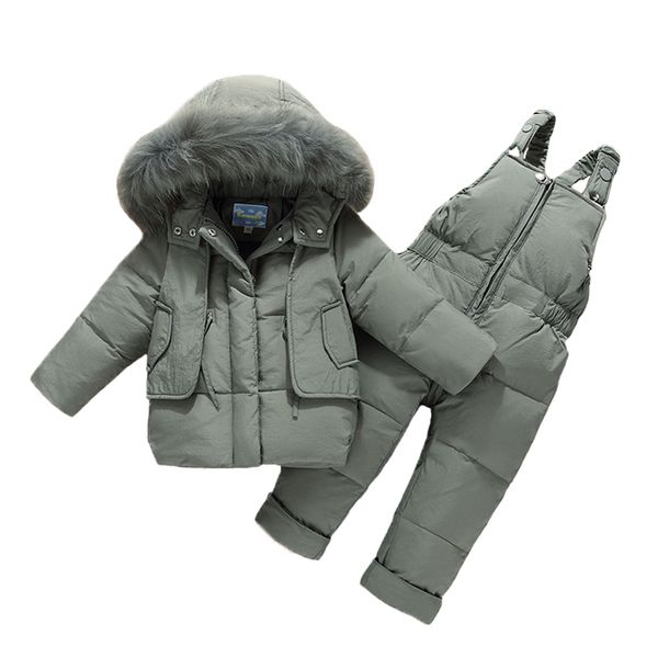 

winter down jumpsuit for baby boy girl clothes clothing set overalls for children 2pcs set toddler snowsuit 0-3 years old, White