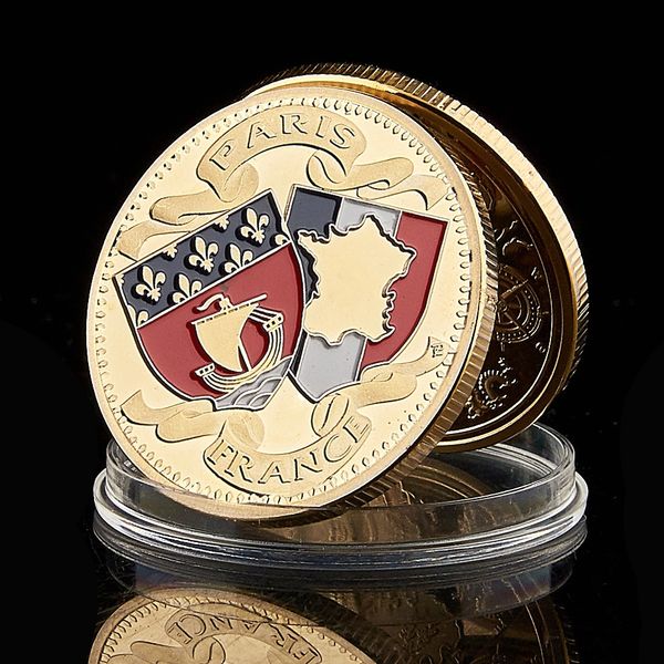 

arts and crafts 1889 france paris landmark tower triumphal arch 100th anniversary gold plated challenge coin