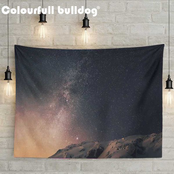 

pretty universe landscape wall hanging blankets starry sky space sun moon tapestry white clouds blue black home decor bedspreads