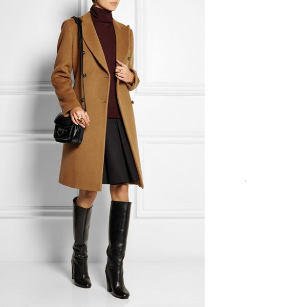 

manteau femme new fashion 2020 notched lapel simple career long coat women brown overcoat winter warm casacos femininos, Black