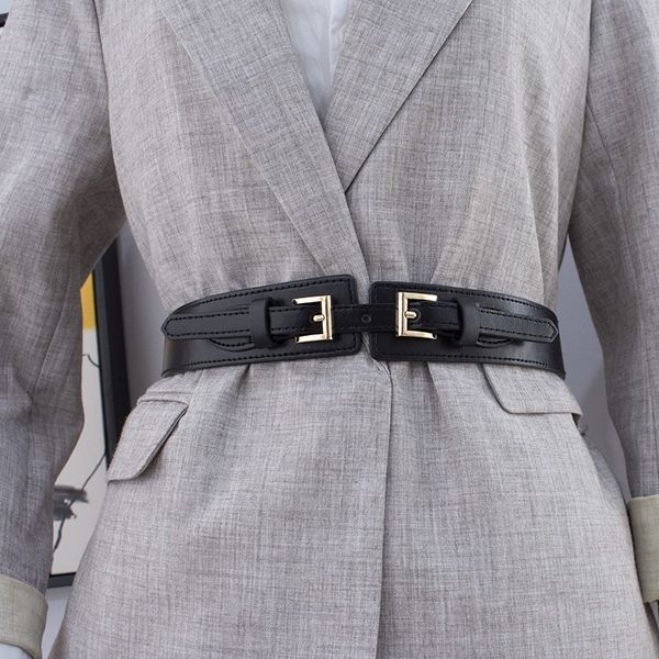 

3 colors party gold buckle waistband wide elastic cummerbund wedding stretch waist belts for women dress fashion woman belt coat, Black;brown