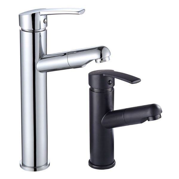 

2020 athroom kitchen basin faucet single handle pull out spray cold sink tap deck mounted single holder hole