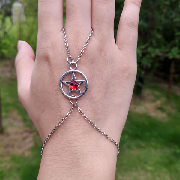 

pagan witch pentagram bracelet occult amulet witchy jewelry, Golden;silver