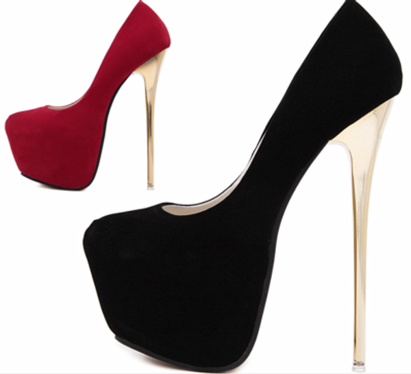 

women pumps heels fashion shoes for women high heels 16.5cm platform fine heel suede 2020 woman pumps summer wedding shoes, Black
