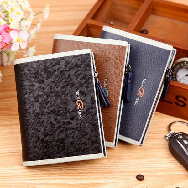 

men's leather wallets with zipper coin purse hasp billfold multifunctional male holder 3 colors, Red;black