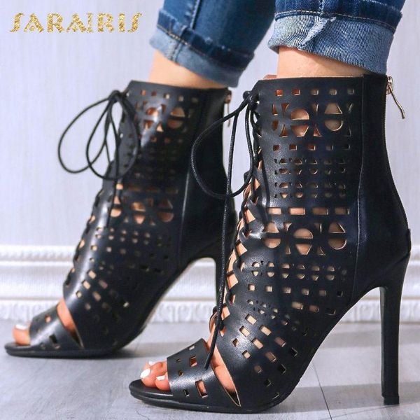 

sarairis 2020 big size 48 customize gladiator party thin high heels summer ankle boot sandals women shoes, Black
